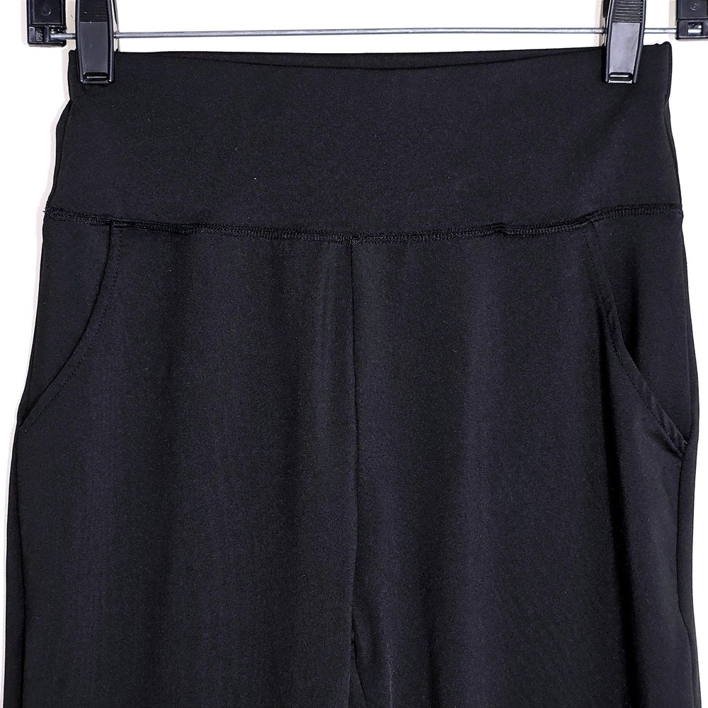 Wide Leg Yoga Pants Women's Size M Black High Waisted Cropped Pockets Good - Picture 4 of 9
